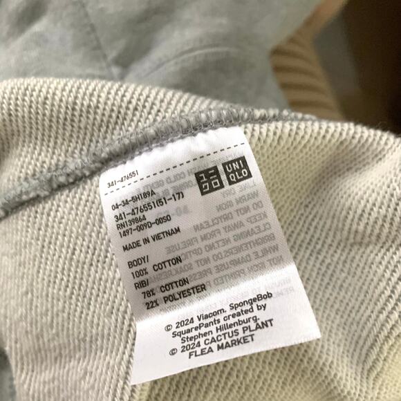 Uniqlo SpongeBob SquarePants Cactus Plant Flea Market Sweat Hoodie in Gray - Picture 12 of 14
